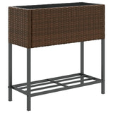 Plantenbak met schap poly rattan bruin - AllerleiShop