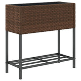 Plantenbak met schap poly rattan bruin - AllerleiShop