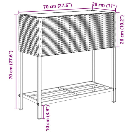 Plantenbak met schap poly rattan bruin - AllerleiShop