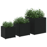 Plantenbakken 3 st poly rattan zwart - AllerleiShop