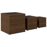 Plantenbakken 3 st poly rattan bruin - AllerleiShop