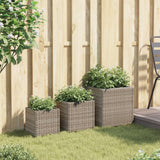 Plantenbakken 3 st poly rattan grijs - AllerleiShop