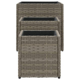 Plantenbakken 3 st poly rattan grijs - AllerleiShop