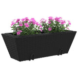 Plantenbakken 2 st met haken poly rattan zwart - AllerleiShop