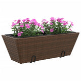 Plantenbakken 2 st met haken poly rattan bruin - AllerleiShop