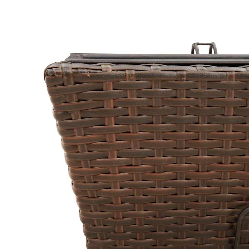 Plantenbakken 2 st met haken poly rattan bruin - AllerleiShop