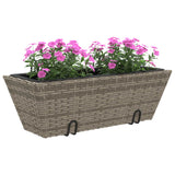 Plantenbakken 2 st met haken poly rattan grijs - AllerleiShop