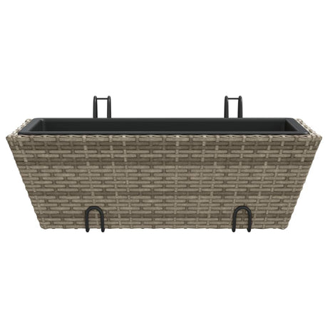 Plantenbakken 2 st met haken poly rattan grijs - AllerleiShop