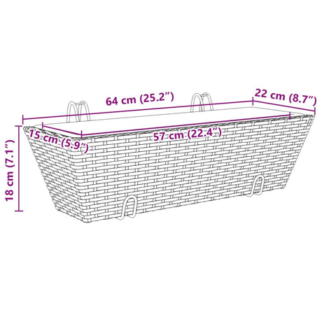 Plantenbakken 2 st met haken poly rattan zwart - AllerleiShop