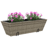 Plantenbakken 2 st met haken poly rattan grijs - AllerleiShop