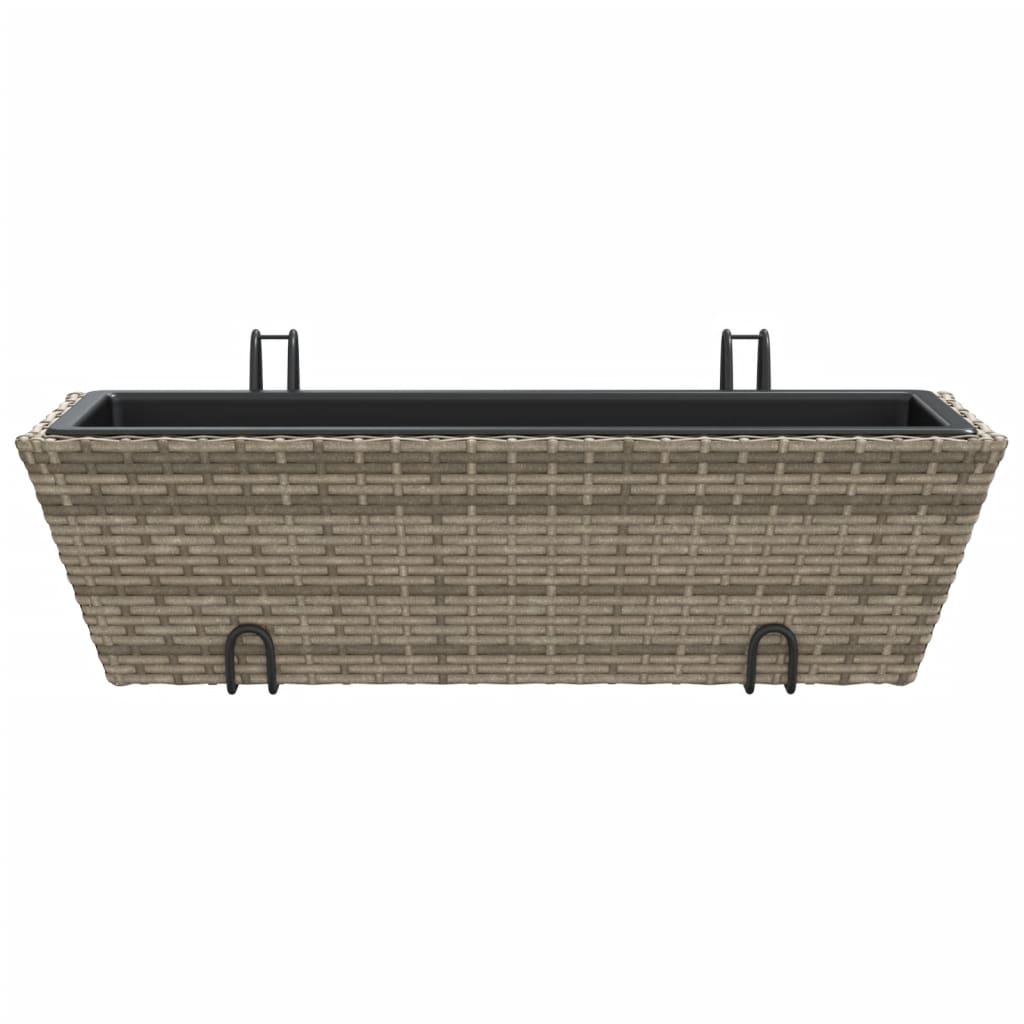 Plantenbakken 2 st met haken poly rattan grijs - AllerleiShop