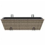 Plantenbakken 2 st met haken poly rattan grijs - AllerleiShop