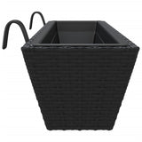 Plantenbakken 2 st met haken poly rattan zwart - AllerleiShop