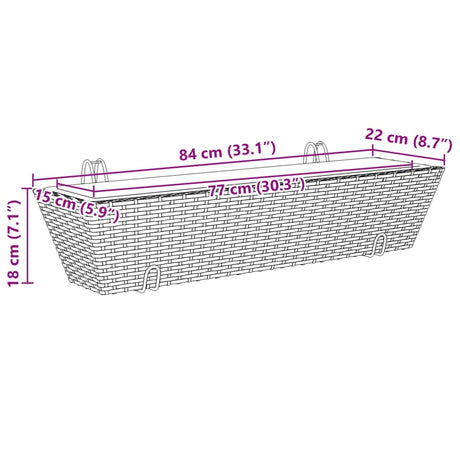 Plantenbakken 2 st met haken poly rattan zwart - AllerleiShop