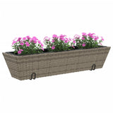 Plantenbakken 2 st met haken poly rattan grijs - AllerleiShop