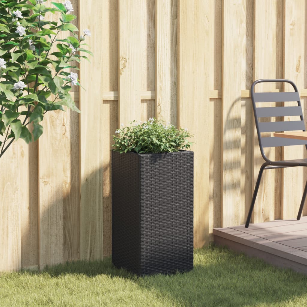 Plantenbak 30x30x60 cm poly rattan zwart - AllerleiShop