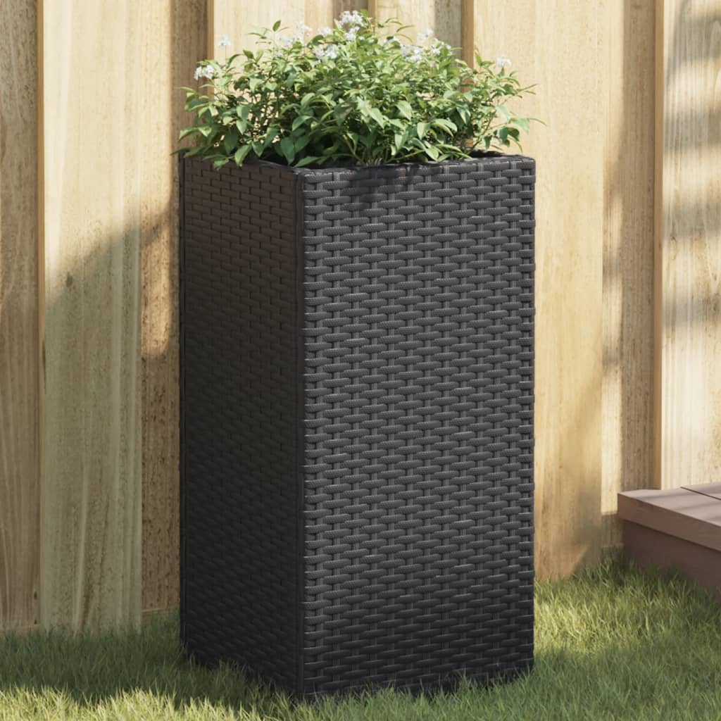 Plantenbak 30x30x60 cm poly rattan zwart - AllerleiShop