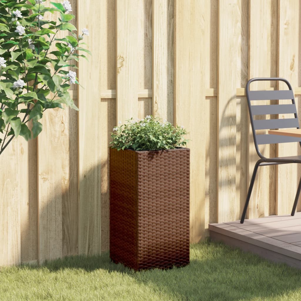 Plantenbak 30x30x60 cm poly rattan bruin - AllerleiShop