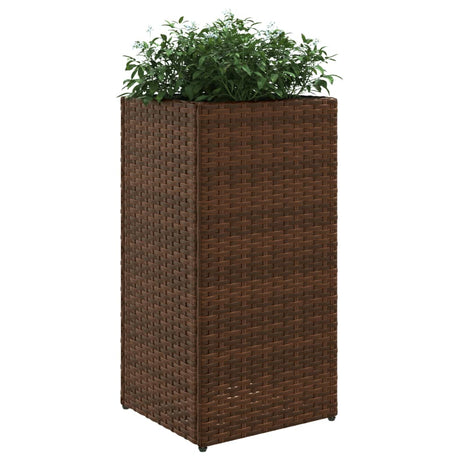 Plantenbak 30x30x60 cm poly rattan bruin - AllerleiShop