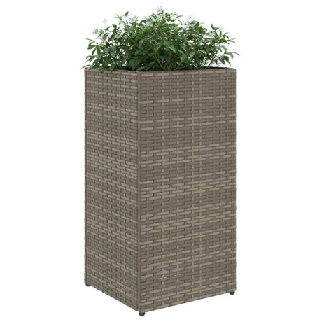 Plantenbak 30x30x60 cm poly rattan grijs - AllerleiShop