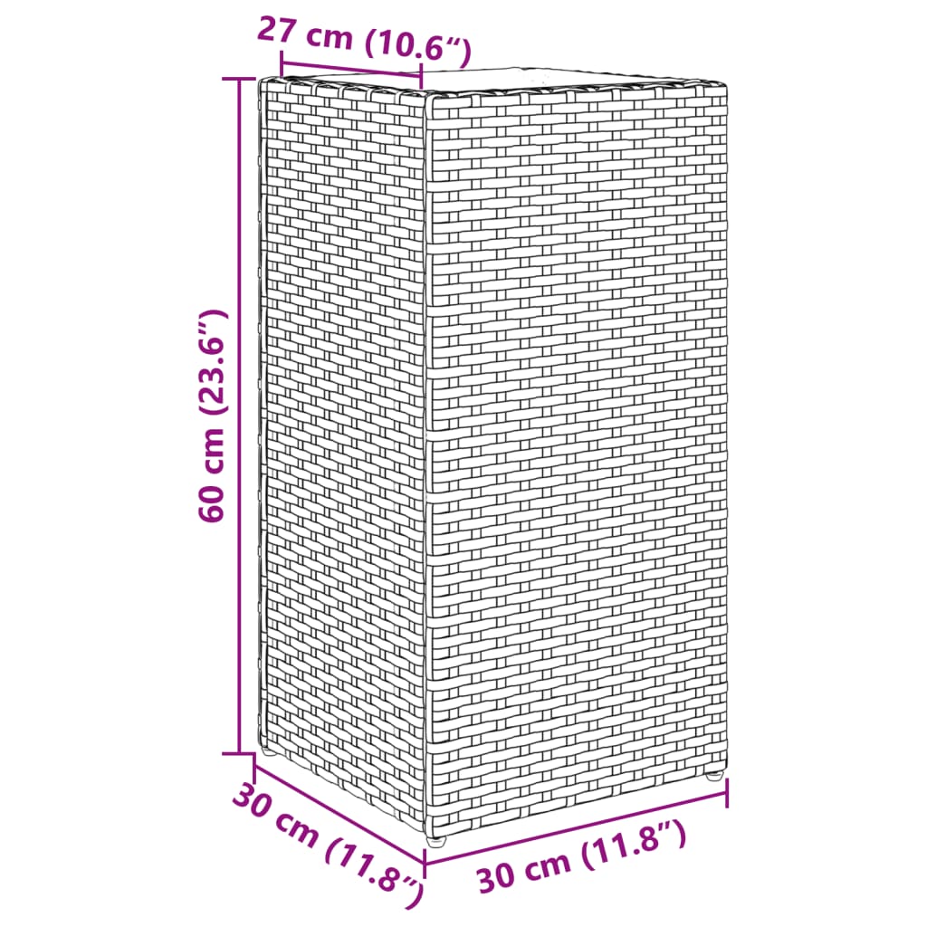 Plantenbak 30x30x60 cm poly rattan grijs - AllerleiShop