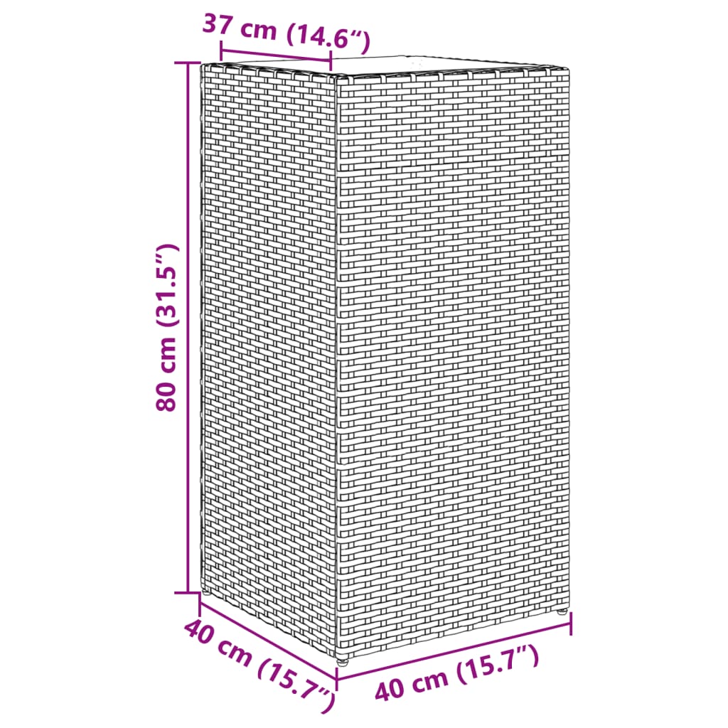 Plantenbak 40x40x80 cm poly rattan zwart - AllerleiShop