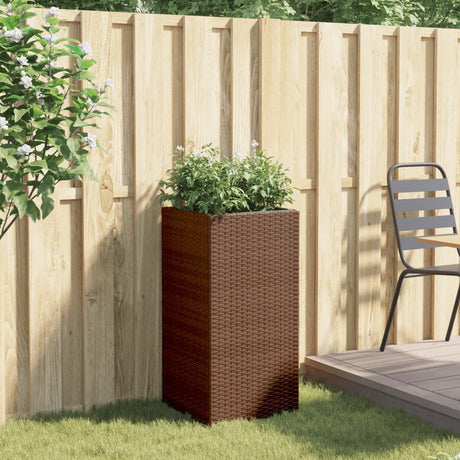 Plantenbak 40x40x80 cm poly rattan bruin - AllerleiShop