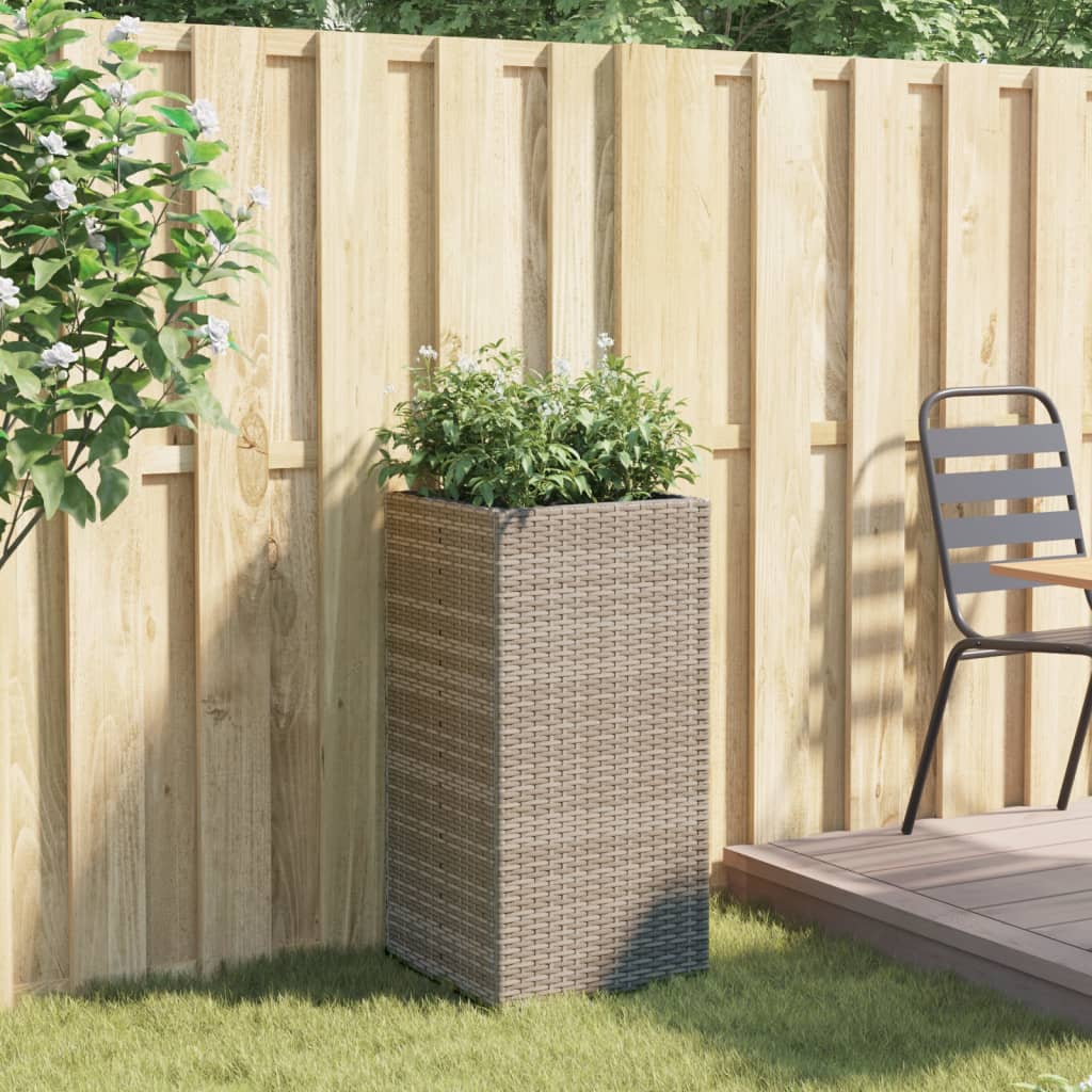 Plantenbak 40x40x80 cm poly rattan grijs - AllerleiShop