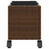 Plantenbak met wielen 3 potten 107x32x38 cm poly rattan bruin