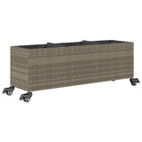 Plantenbak met wielen 3 potten 107x32x38 cm poly rattan grijs