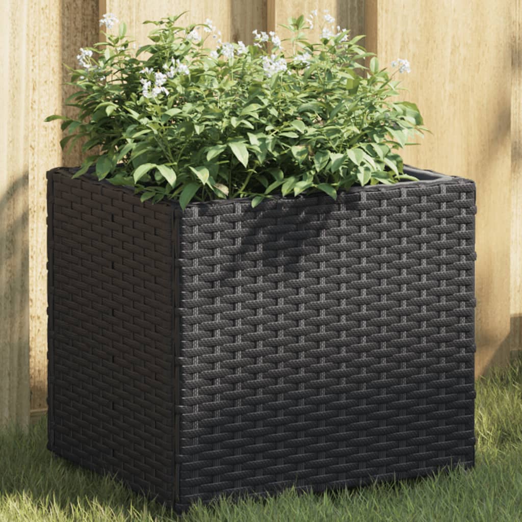 Plantenbak 36x30x32 cm poly rattan zwart - AllerleiShop