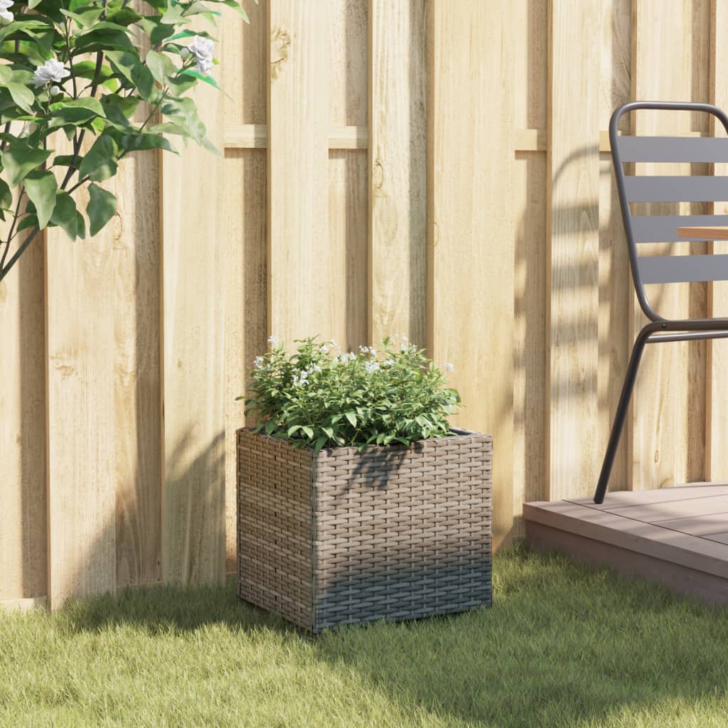 Plantenbak 36x30x32 cm poly rattan grijs - AllerleiShop