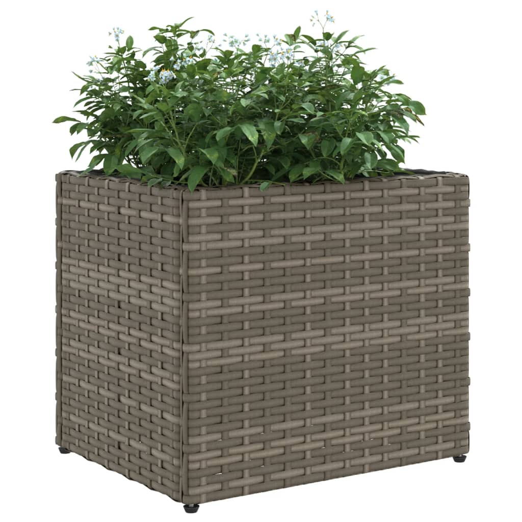 Plantenbak 36x30x32 cm poly rattan grijs - AllerleiShop