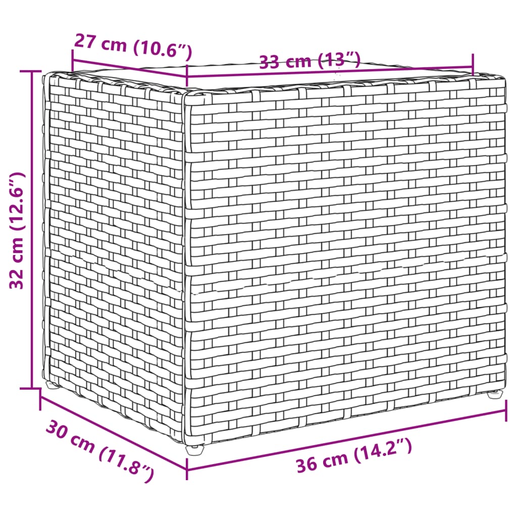 Plantenbak 36x30x32 cm poly rattan grijs - AllerleiShop