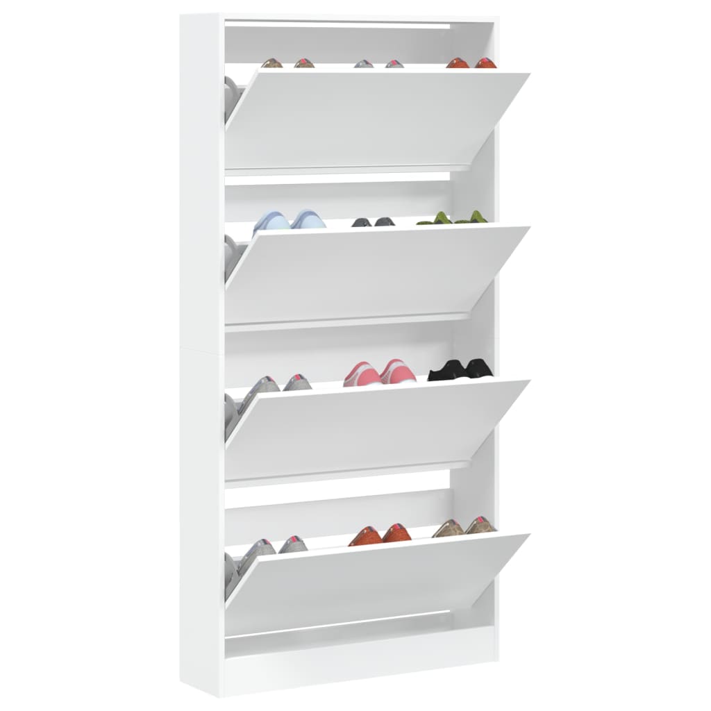 Schoenenkast met 4 klaplades 80x21x163,5 cm wit - AllerleiShop