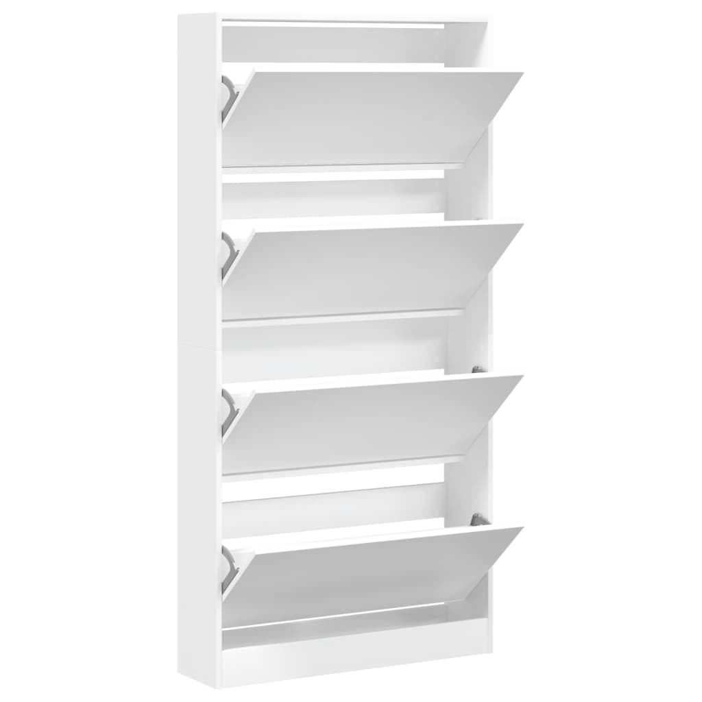 Schoenenkast met 4 klaplades 80x21x163,5 cm wit - AllerleiShop