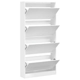 Schoenenkast met 4 klaplades 80x21x163,5 cm wit - AllerleiShop