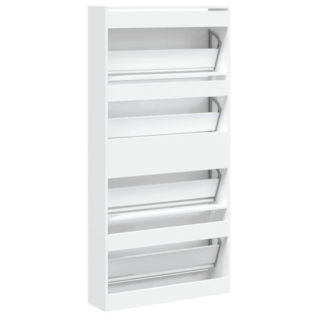 Schoenenkast met 4 klaplades 80x21x163,5 cm wit - AllerleiShop