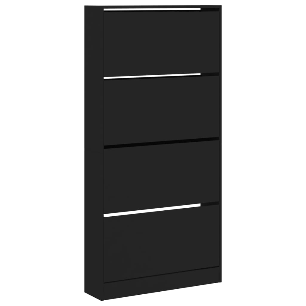 Schoenenkast met 4 klaplades 80x21x163,5 cm zwart - AllerleiShop