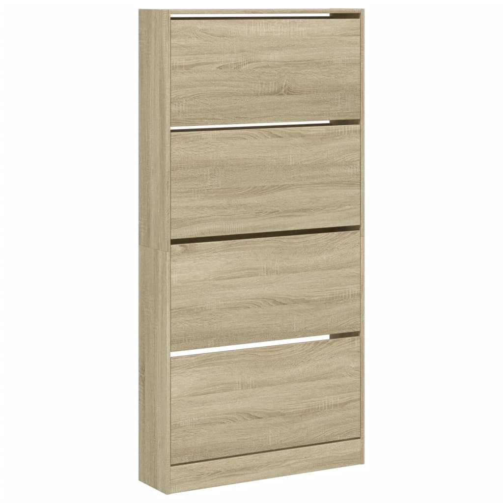 Schoenenkast met 4 klaplades 80x21x163,5 cm sonoma eikenkleurig - AllerleiShop