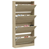 Schoenenkast met 4 klaplades 80x21x163,5 cm sonoma eikenkleurig - AllerleiShop