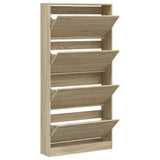 Schoenenkast met 4 klaplades 80x21x163,5 cm sonoma eikenkleurig - AllerleiShop