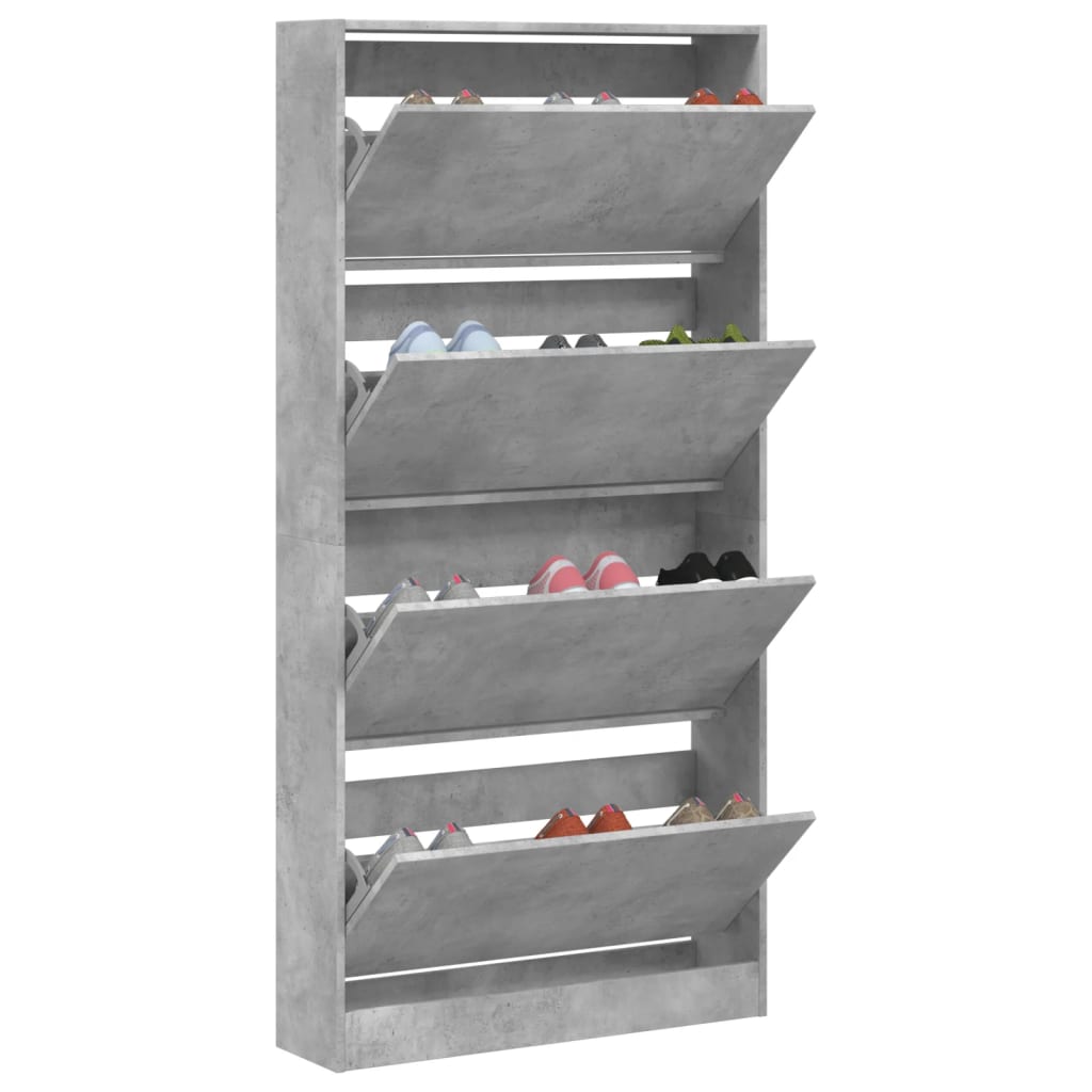 Schoenenkast met 4 klaplades 80x21x163,5 cm betongrijs - AllerleiShop