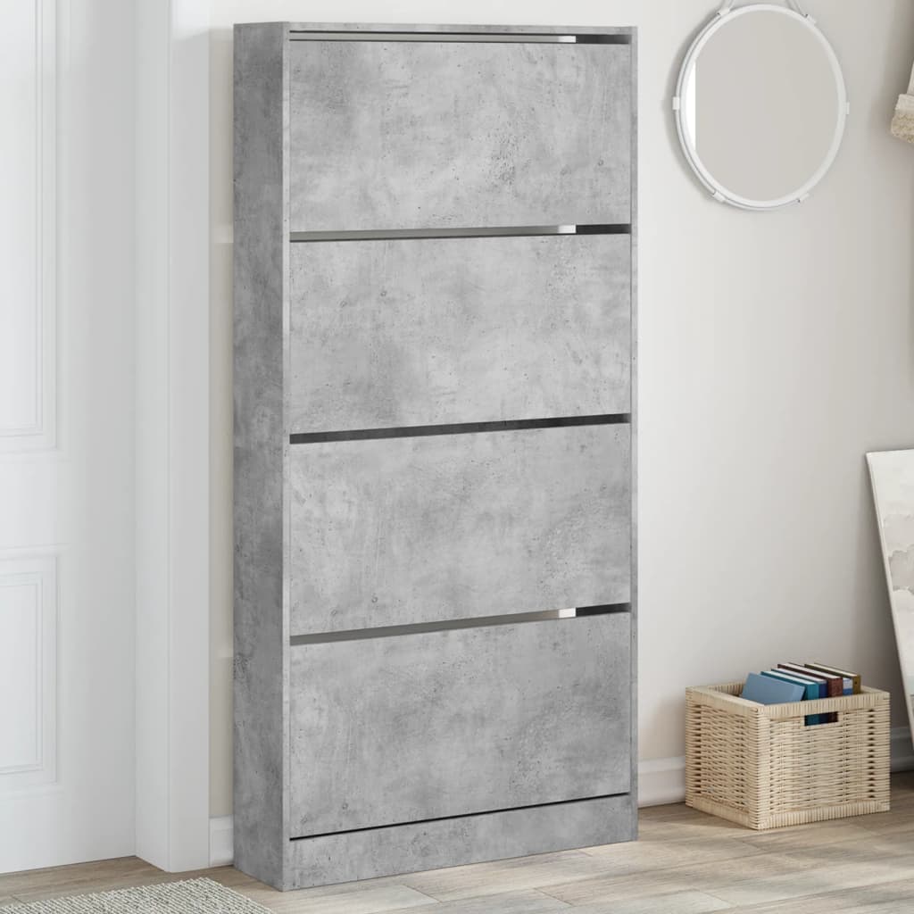 Schoenenkast met 4 klaplades 80x21x163,5 cm betongrijs - AllerleiShop