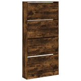 Schoenenkast met 4 klaplades 80x21x163,5 cm gerookt eikenkleur - AllerleiShop