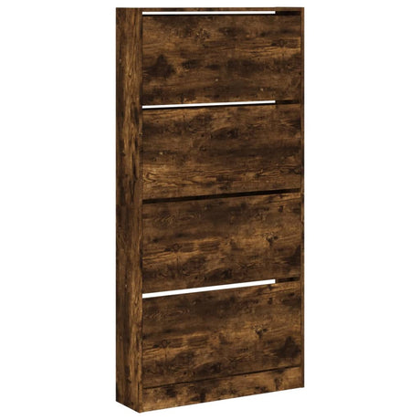 Schoenenkast met 4 klaplades 80x21x163,5 cm gerookt eikenkleur - AllerleiShop