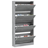 Schoenenkast met 4 klaplades 80x21x163,5 cm grijs sonoma - AllerleiShop