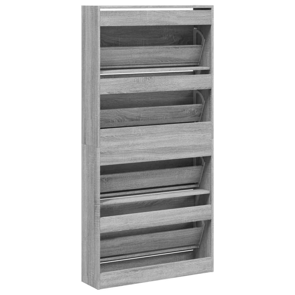 Schoenenkast met 4 klaplades 80x21x163,5 cm grijs sonoma - AllerleiShop