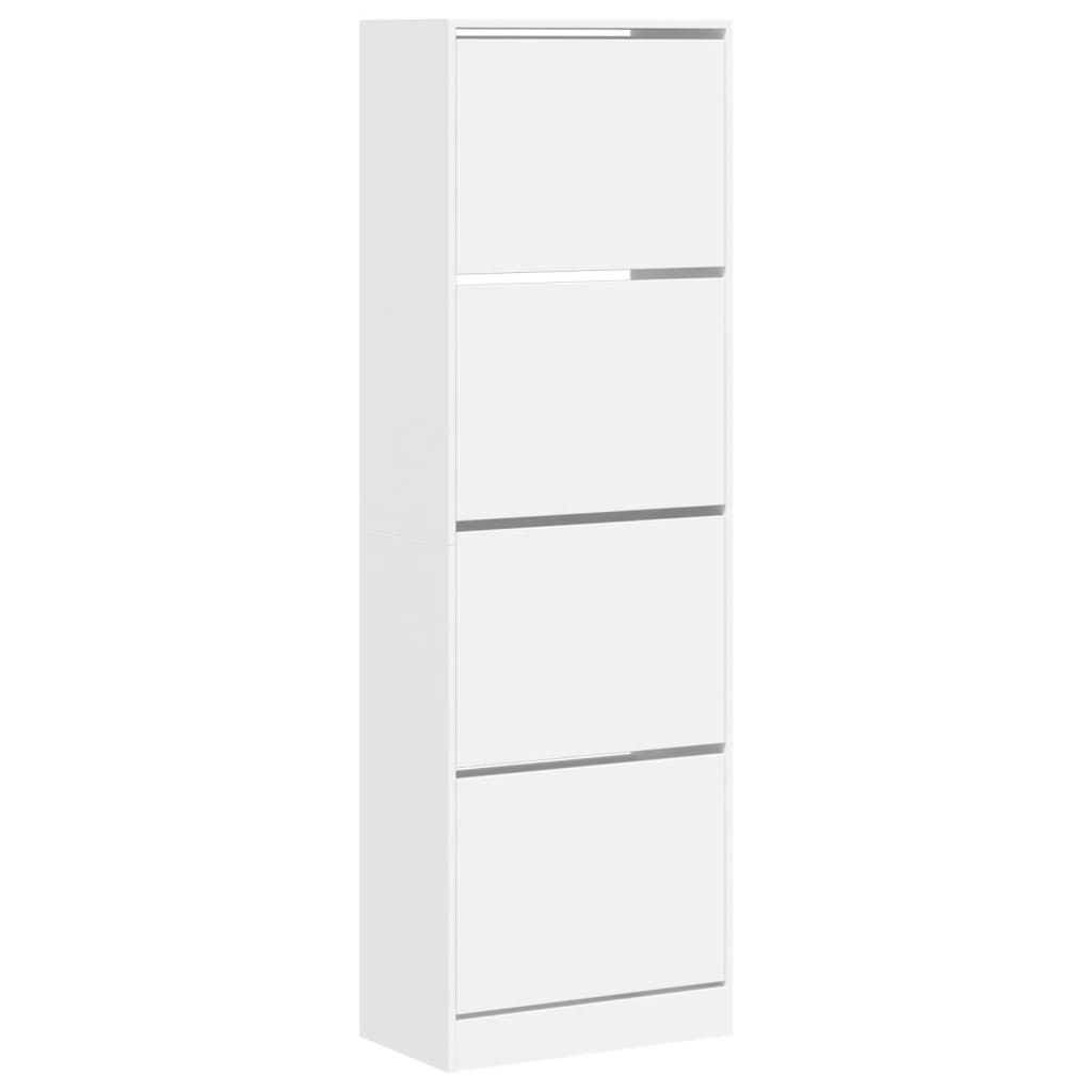 Schoenenkast met 4 klaplades 60x34x187,5 cm wit - AllerleiShop