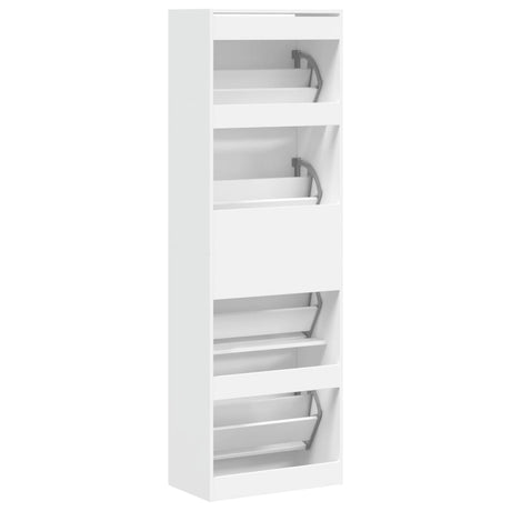 Schoenenkast met 4 klaplades 60x34x187,5 cm wit - AllerleiShop